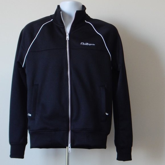 BEN SHERMAN ORIGINAL Full Zip COTTON Blend Track JACKET Black Raglan Sleeves NWT - Picture 4 of 8